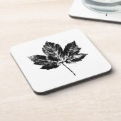 Dessous-de-verre Feuille d'érable noire et blanche (Côté gauche)