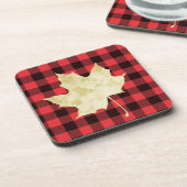 Dessous-de-verre Feuille d'érable rouge plaqué or (Côté gauche)