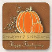 Dessous-de-verre Feuilles Citrouilles précieux de Thanksgiving Gold (Devant)