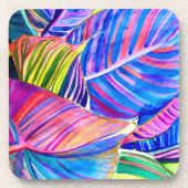 Dessous-de-verre Feuilles de canna tropicale aquarelle (Devant)