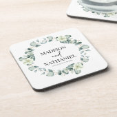 Dessous-de-verre Feuilles de eucalyptus vert Mariage botanique verd (Côté gauche)