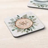 Dessous-de-verre Feuilles de eucalyptus vert Monogram Foliage Bois (Côté gauche)