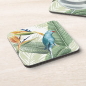 Dessous-de-verre Feuilles De Palme Avec Oiseau Bleu (Côté gauche)