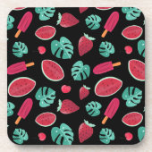 Dessous-de-verre Feuilles de pavot, cerise, fraise et pastèque (Devant)