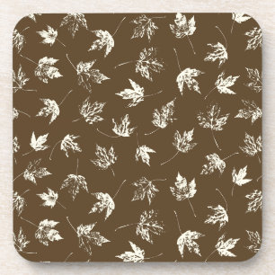 Dessous-de-verre Feuilles d'érable d'automne sur brun - motif sans