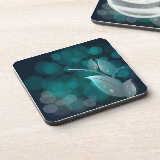 Dessous-de-verre Feuilles turquoise Bokeh (Côté gauche)