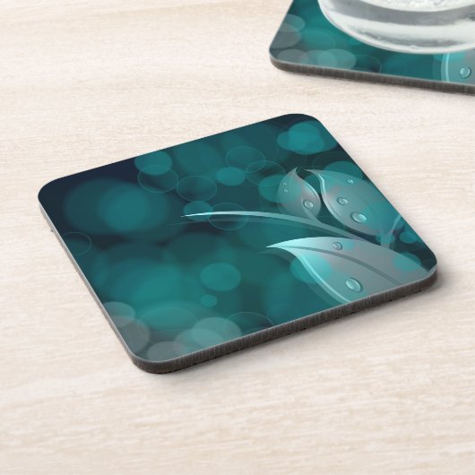 Dessous-de-verre Feuilles turquoise Bokeh (Côté gauche)