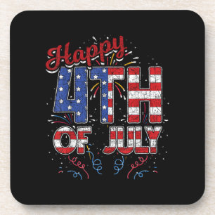 Dessous-de-verre Feux d'artifice Joyeux 4 juillet Drapeau américain