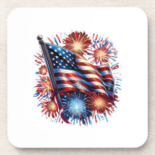 Dessous-de-verre Feux d'artifice patriotiques du drapeau américain