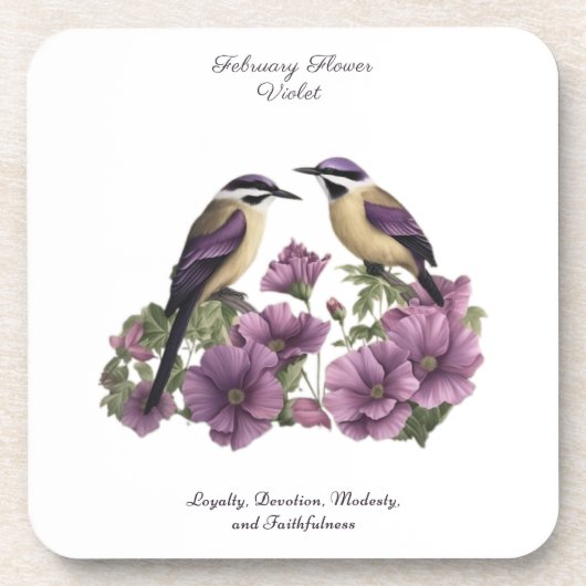 Dessous-de-verre Février Mois de naissance Fleur personnalisée Anni (Devant)