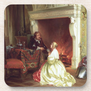 Dessous-de-verre Figures dans un intérieur (huile sur le panneau)