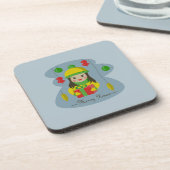 Dessous-de-verre Fille avec boîte cadeau de Noël (Côté gauche)