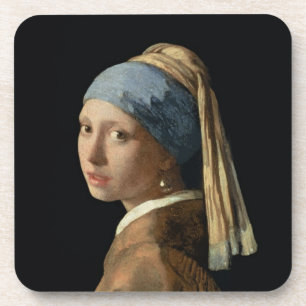 Dessous-de-verre Fille avec une boucle d'oreille de perle, c.1665-6