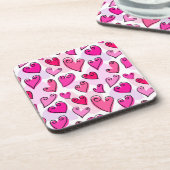 Dessous-de-verre Fille Coeurs Roses Cute Romantic Valentines Day (Côté gauche)