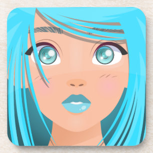 DESSOUS-DE-VERRE FILLE DE DESSIN ANIMÉ ANIME