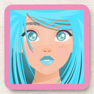 DESSOUS-DE-VERRE FILLE DE DESSIN ANIMÉ ANIME