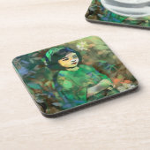 Dessous-de-verre Fille en robe verte (Côté gauche)