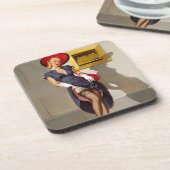 Dessous-de-verre Fille Pin-Up Rétro (Côté gauche)