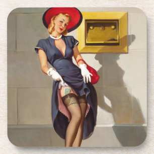 Dessous-de-verre Fille Pin-Up Rétro