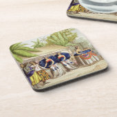 Dessous-de-verre Filles de danse polynésiennes, gravées par A. (Côté gauche)