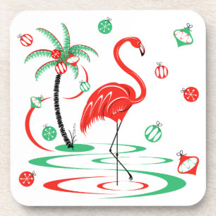 Dessous-de-verre Flamant rose de Noël rouge Baubles dessous de verr