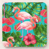 Dessous-de-verre Flamant rose et aquarelle du jardin tropical (Devant)