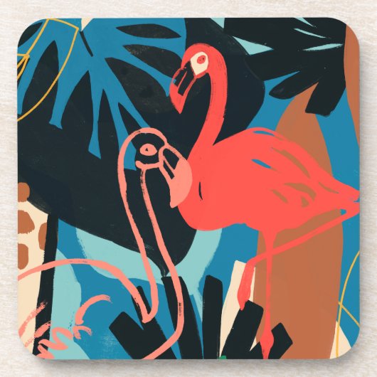 Dessous-de-verre Flamant rose funky (Devant)