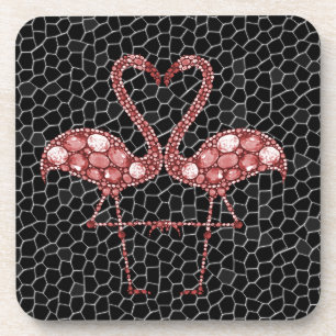 Dessous-de-verre Flamant rose moderne Abstrait noir rose