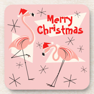 Dessous-de-verre Flamant rose Santas rose Joyeux Noël plastique