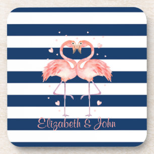 Dessous-de-verre Flamants roses Roses En Amour, Bleu Marine