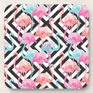 Dessous-de-verre Flamants roses sur le motif audacieux de