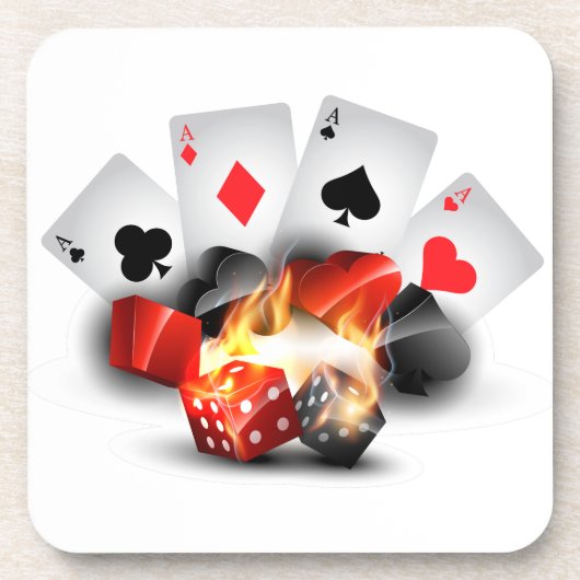 Dessous-de-verre Flame Poker Casino Blanc (Devant)