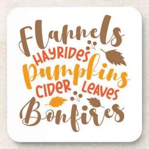 Dessous-de-verre Flannels Hay Rides Citrouille cidre Feuilles Bonfi