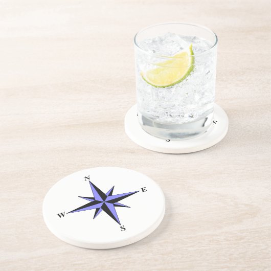 Dessous de verre Flèche nord bleue (Côté)