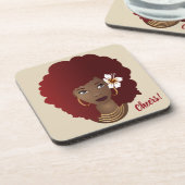 Dessous-de-verre Fleur Afro rouge dans ses cheveux, Dessous de verr (Côté gauche)