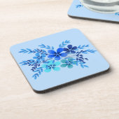Dessous-de-verre Fleur aquarelle bleue (Côté gauche)