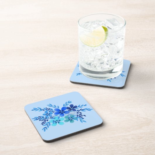 Dessous-de-verre Fleur aquarelle bleue (Côté Droit)