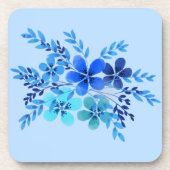 Dessous-de-verre Fleur aquarelle bleue (Devant)