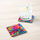 Dessous-de-verre Fleur arc-en-ciel Abstraite (Côté Droit)