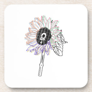Dessous-de-verre Fleur Arc-en-ciel Art Funky