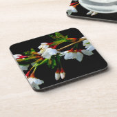 Dessous-de-verre Fleur blanche noire élégante Fleurissement blanc (Côté gauche)