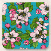 Dessous-de-verre Fleur d'Apple sur le turquoise (Devant)