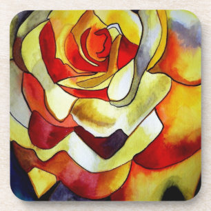 Dessous-de-verre Fleur d'aquarelle d'origine Frénésie Jaune