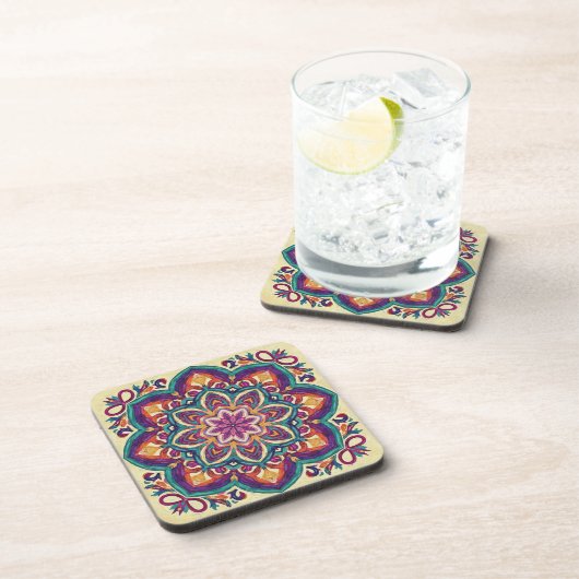 Dessous-de-verre Fleur d'art populaire Boho (Côté Droit)