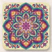 Dessous-de-verre Fleur d'art populaire Boho (Devant)