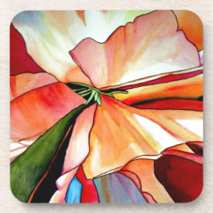 Dessous-de-verre Fleur de bégonia arc-en-ciel aquarelle art origina