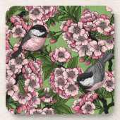 Dessous-de-verre Fleur de cerisiers et poulets verts (Devant)