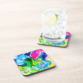 Dessous-de-verre Fleur de cyclamen rose abstrait aquarelle (Côté Droit)