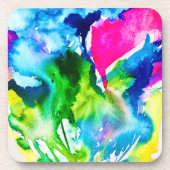 Dessous-de-verre Fleur de cyclamen rose abstrait aquarelle (Devant)