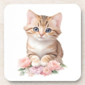 Dessous-de-verre Fleur de félins de fleur de chats mignons (Devant)